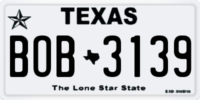 TX license plate BOB3139
