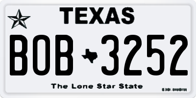 TX license plate BOB3252