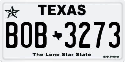 TX license plate BOB3273
