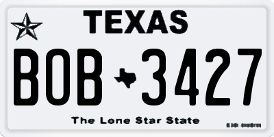 TX license plate BOB3427