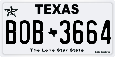 TX license plate BOB3664