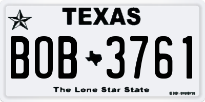 TX license plate BOB3761