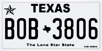TX license plate BOB3806