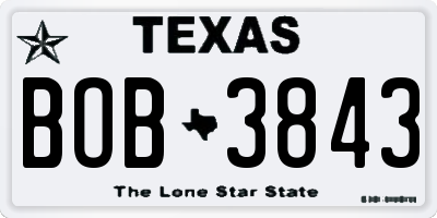 TX license plate BOB3843