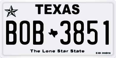 TX license plate BOB3851
