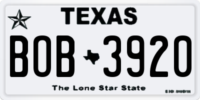 TX license plate BOB3920