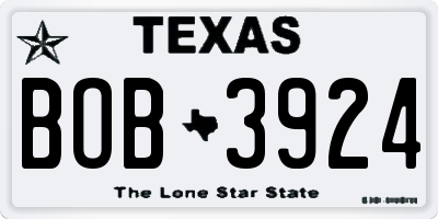 TX license plate BOB3924