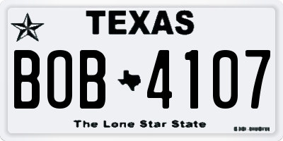 TX license plate BOB4107