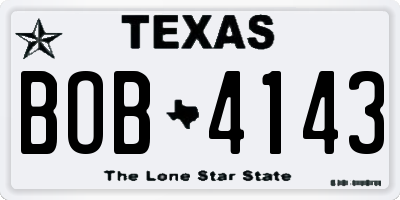 TX license plate BOB4143