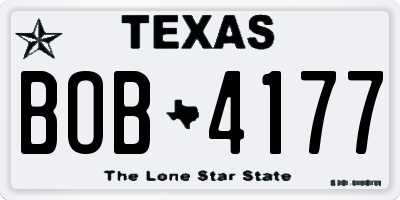 TX license plate BOB4177