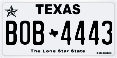 TX license plate BOB4443