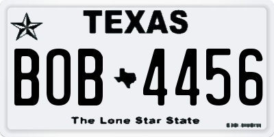TX license plate BOB4456