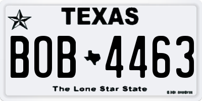 TX license plate BOB4463