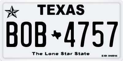 TX license plate BOB4757
