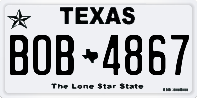 TX license plate BOB4867