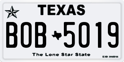 TX license plate BOB5019
