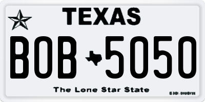 TX license plate BOB5050
