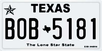 TX license plate BOB5181