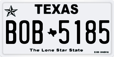 TX license plate BOB5185