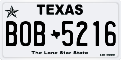 TX license plate BOB5216