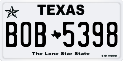 TX license plate BOB5398