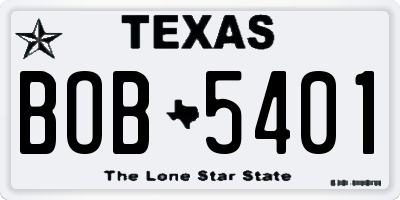 TX license plate BOB5401