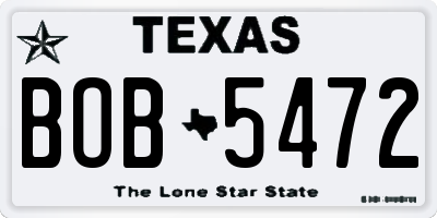 TX license plate BOB5472