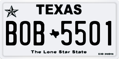 TX license plate BOB5501
