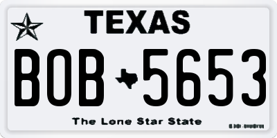 TX license plate BOB5653