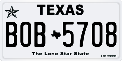 TX license plate BOB5708