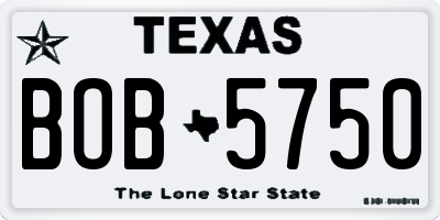 TX license plate BOB5750