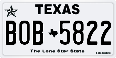 TX license plate BOB5822