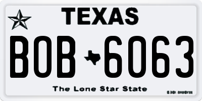 TX license plate BOB6063