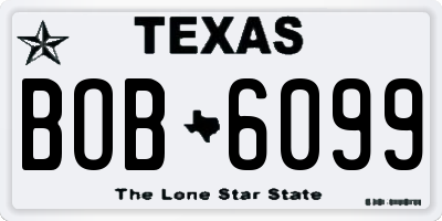 TX license plate BOB6099