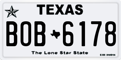 TX license plate BOB6178