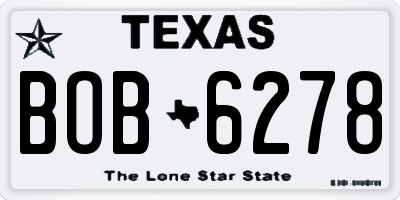 TX license plate BOB6278