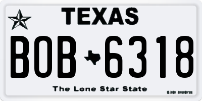 TX license plate BOB6318