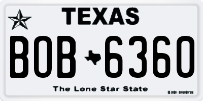 TX license plate BOB6360