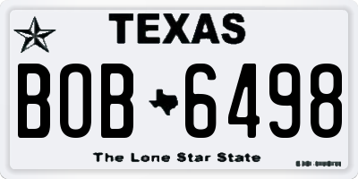 TX license plate BOB6498