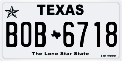 TX license plate BOB6718