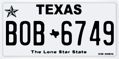 TX license plate BOB6749