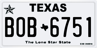 TX license plate BOB6751