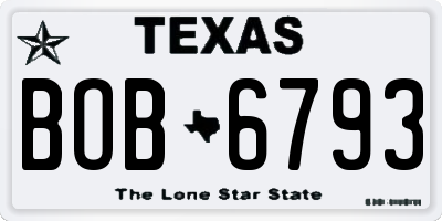 TX license plate BOB6793