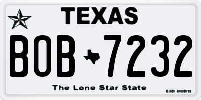 TX license plate BOB7232
