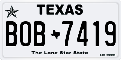 TX license plate BOB7419