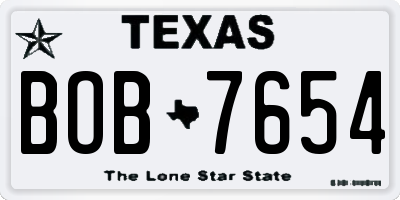 TX license plate BOB7654