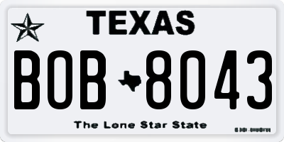 TX license plate BOB8043