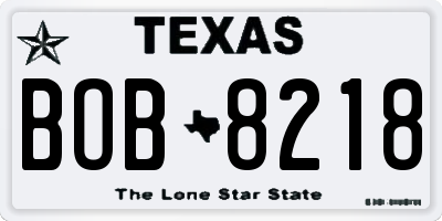 TX license plate BOB8218