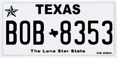 TX license plate BOB8353