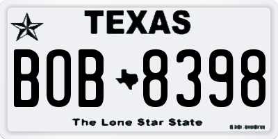 TX license plate BOB8398